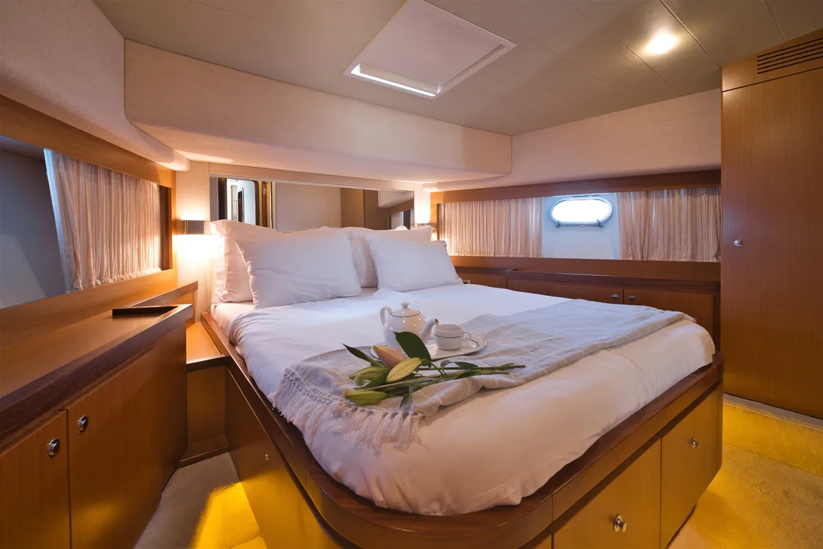 Cabin on Dominique, a Ferretti 681 yacht at Zadar, Croatia