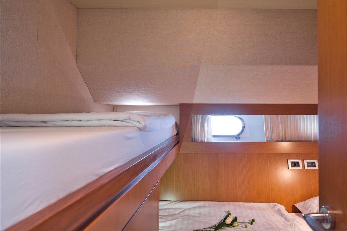 Cabin on Dominique, a Ferretti 681 yacht at Zadar, Croatia