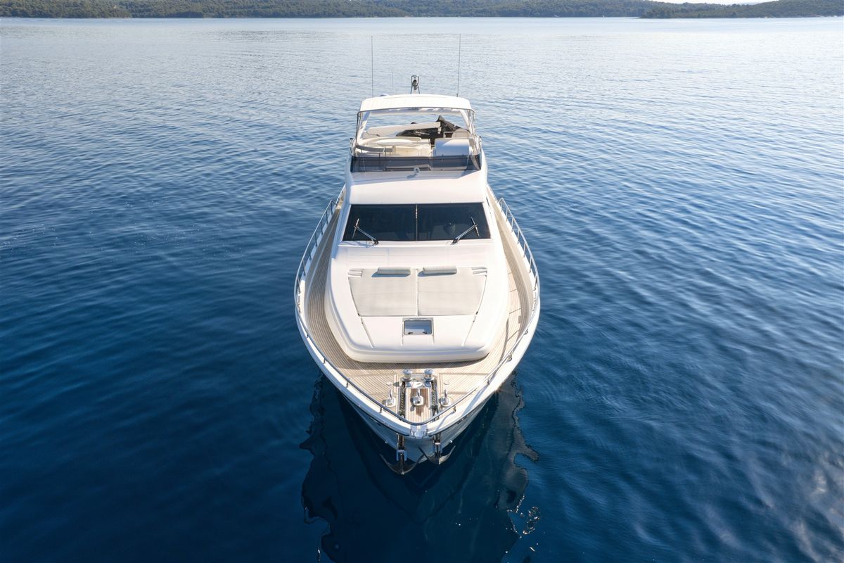 Exterior view of Dominique, a Ferretti 681 yacht at Zadar, Croatia
