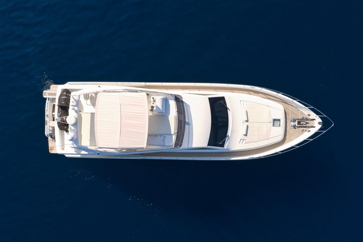 Exterior view of Dominique, a Ferretti 681 yacht at Zadar, Croatia