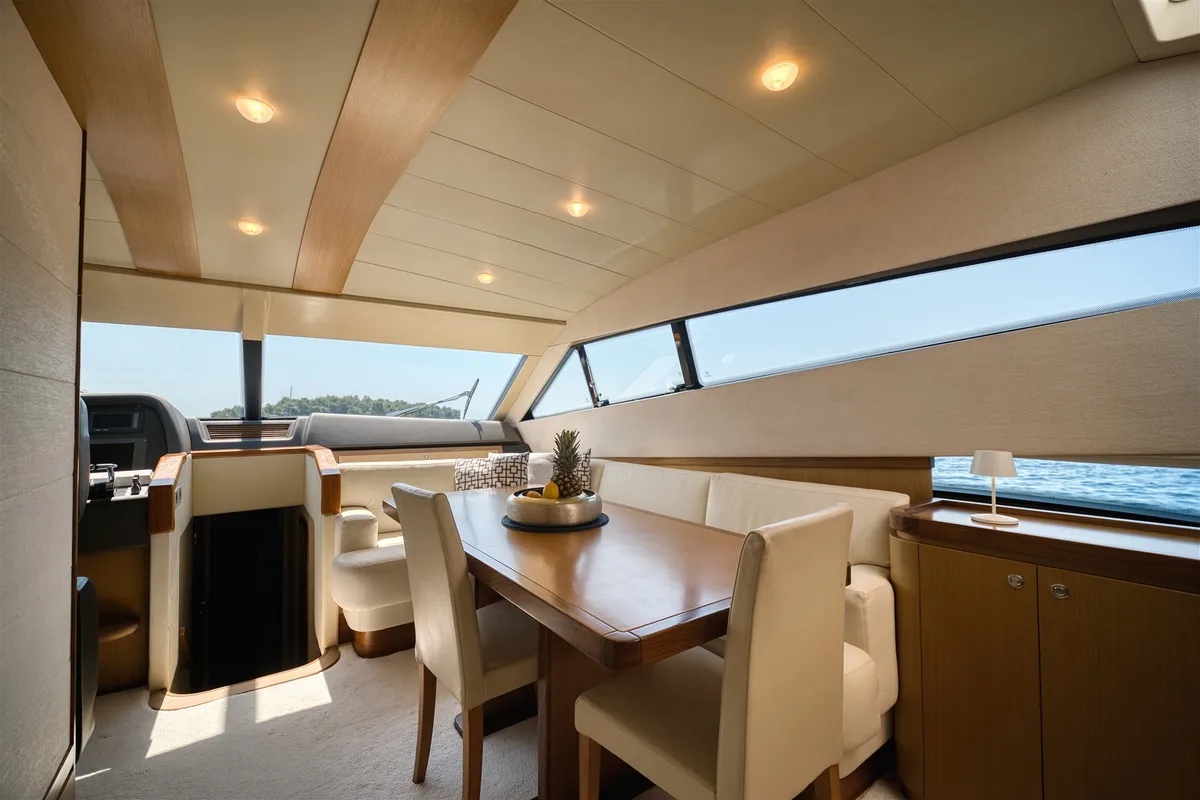 Salon of Dominique, a Ferretti 681 yacht at Zadar, Croatia