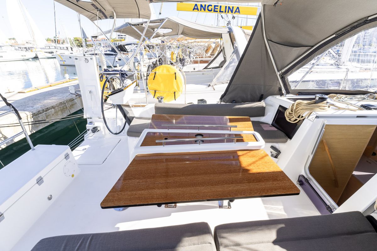 Deck of Lumi, a Dufour 37 sailboat at Grad Biograd na Moru, Croatia