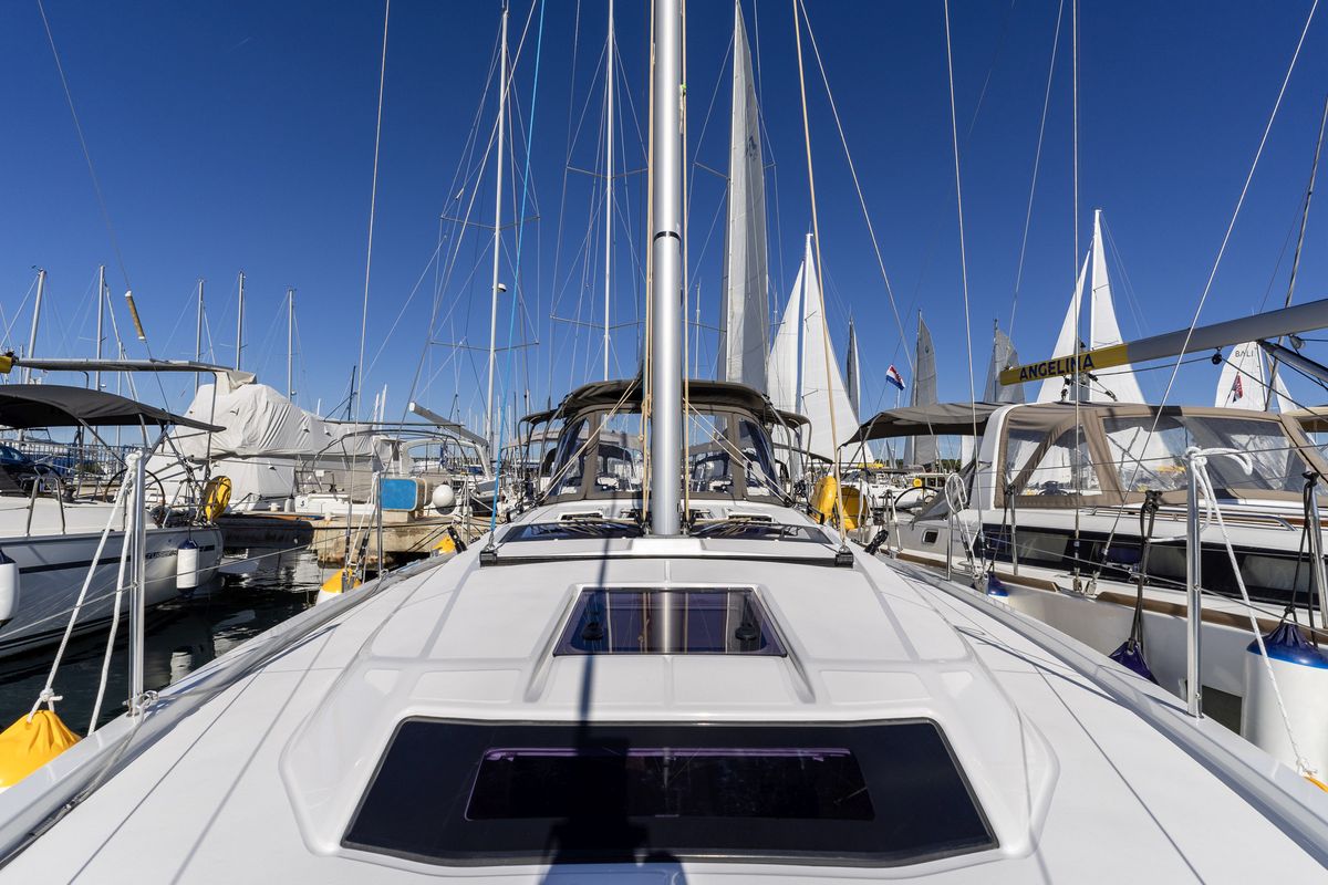 Exterior view of Lumi, a Dufour 37 sailboat at Grad Biograd na Moru, Croatia