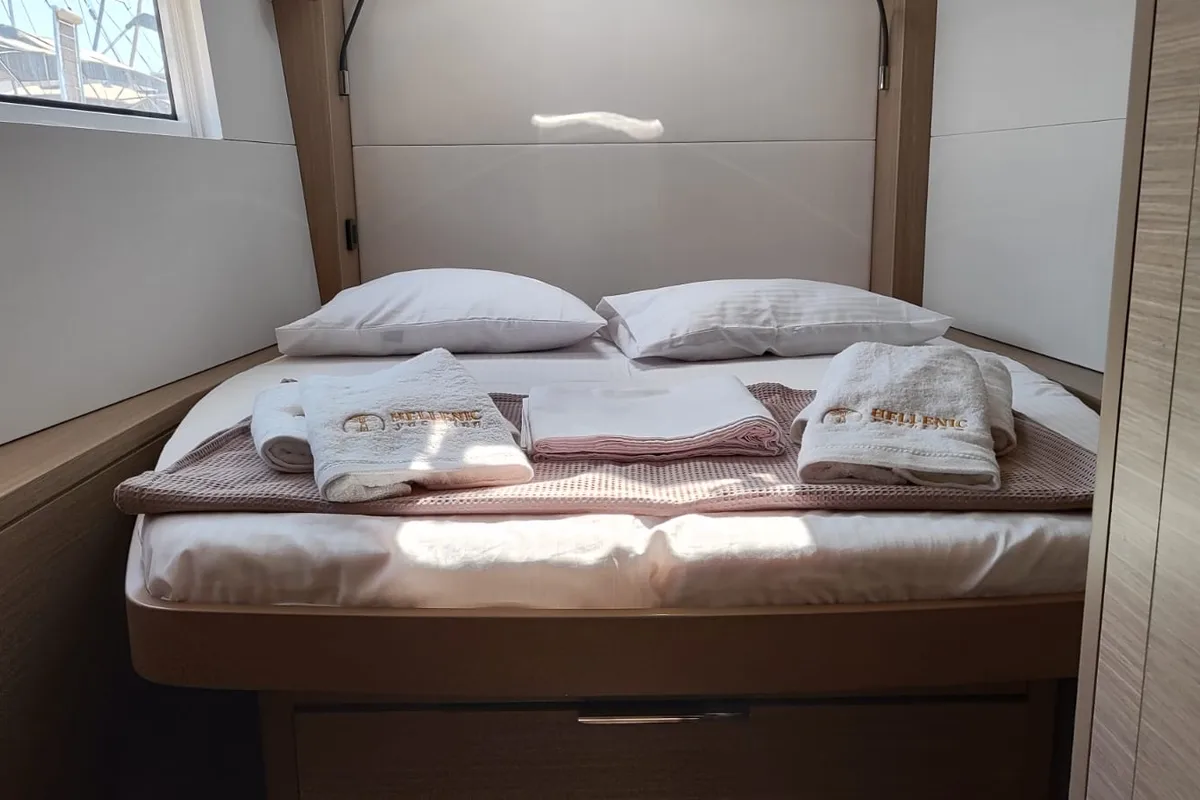 Deck of Naf, a Lagoon 51 catamaran at Lavreotiki Municipal Unit, Greece