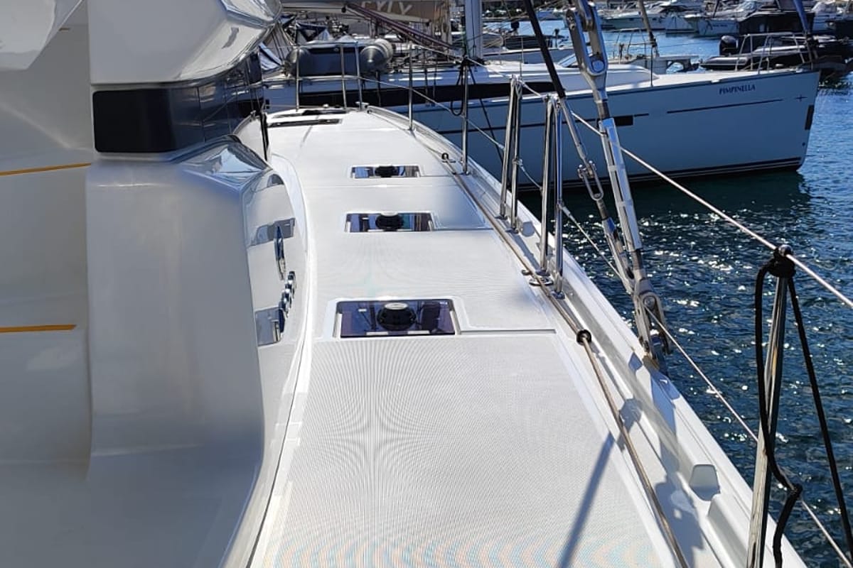 Naf, a Lagoon 51 catamaran at Lavreotiki Municipal Unit, Greece
