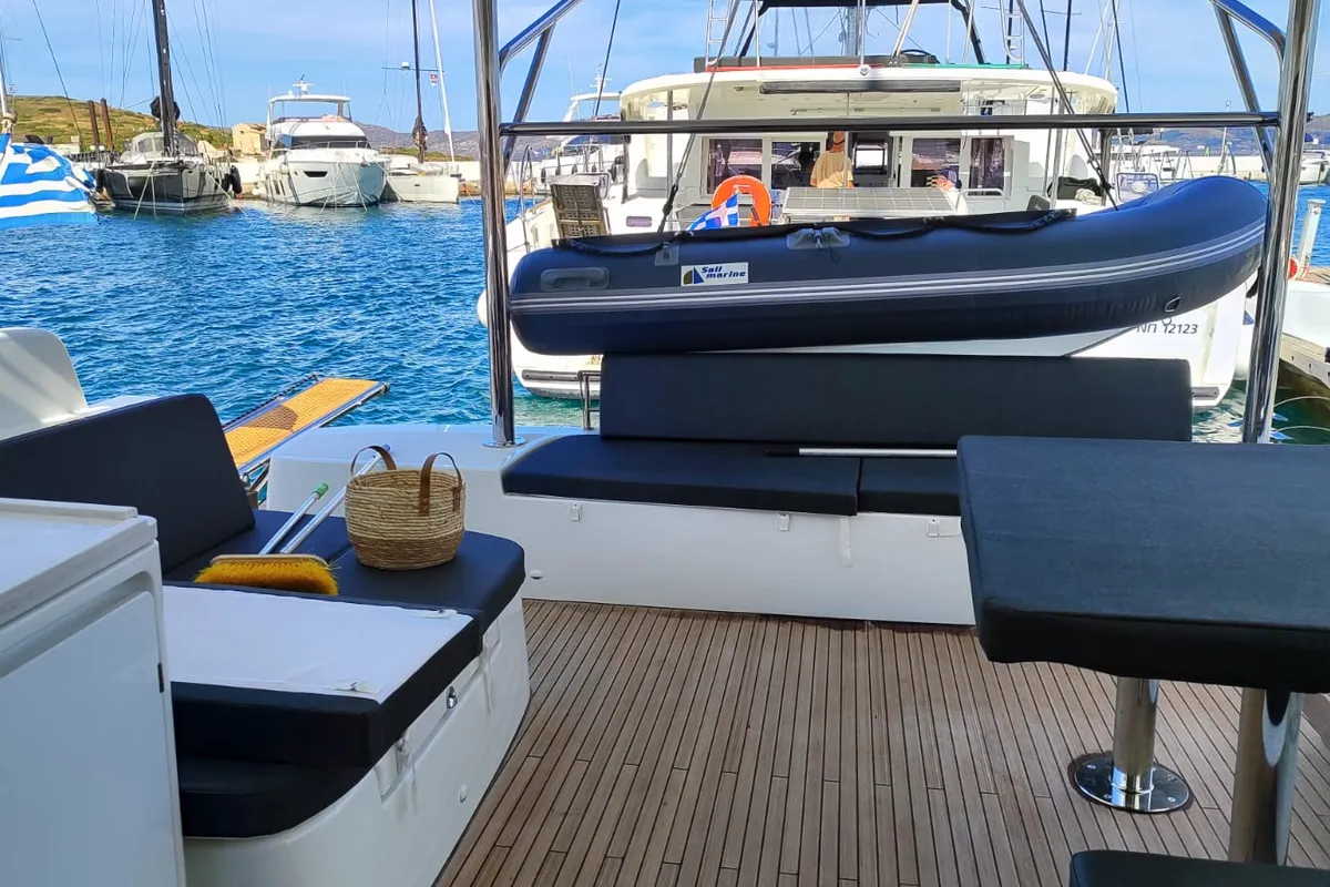 Naf, a Lagoon 51 catamaran at Lavreotiki Municipal Unit, Greece