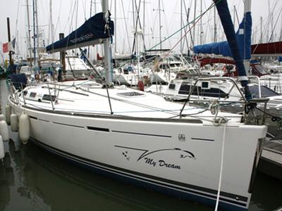 Exterior view of My Dream, a Dufour 365 sailboat at Yerseke, Netherlands