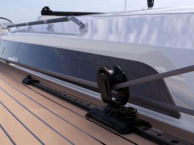 Deck of Blue Mermaid, a Dufour 470 sailboat at Lavreotiki Municipal Unit, Greece