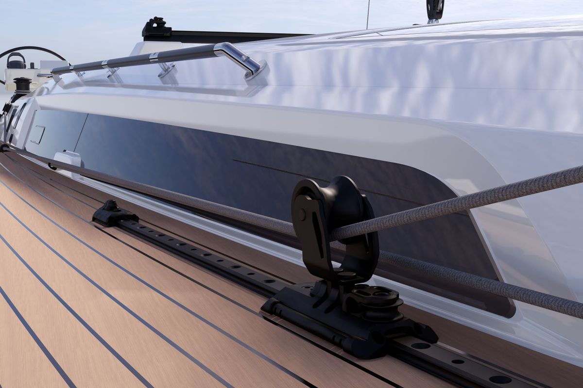 Deck of Blue Mermaid, a Dufour 470 sailboat at Lavreotiki Municipal Unit, Greece