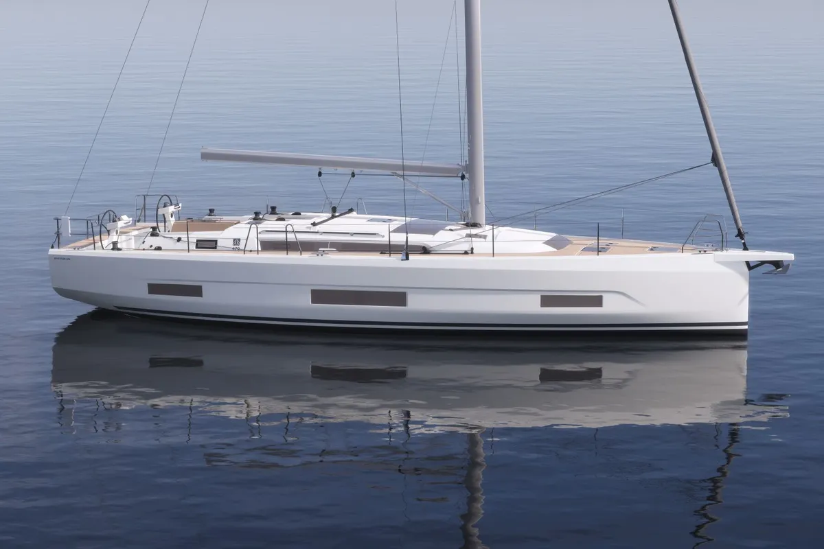Exterior view of Blue Mermaid, a Dufour 470 sailboat at Lavreotiki Municipal Unit, Greece