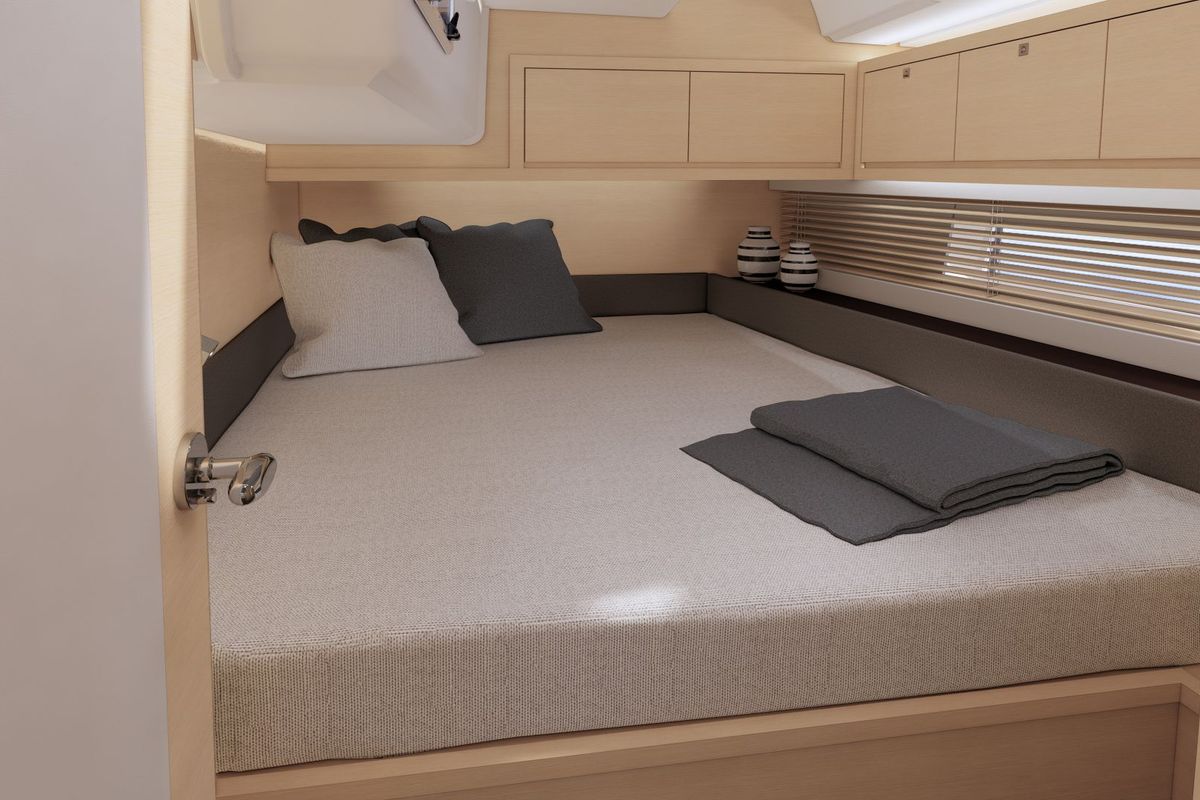 Cabin on Blue Mermaid, a Dufour 470 sailboat at Lavreotiki Municipal Unit, Greece