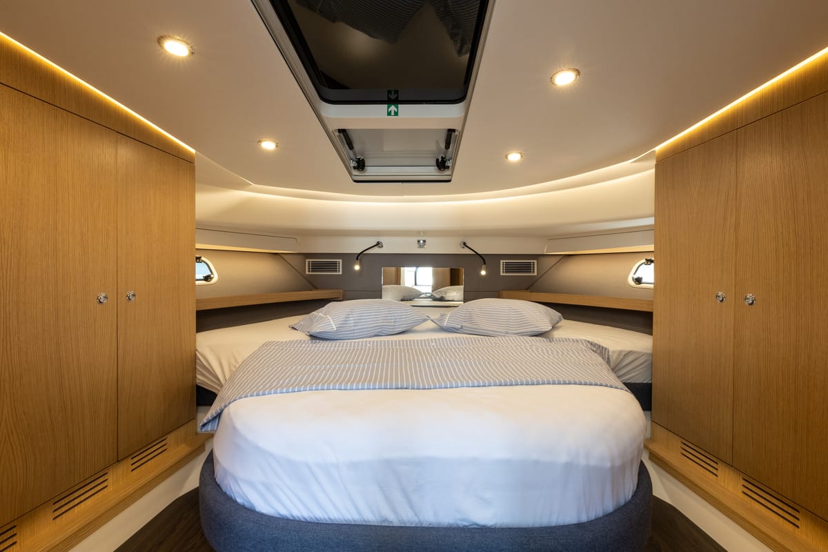 Cabin on Ikar, a Nimbus 405 Coupe motorboat at Split, Croatia