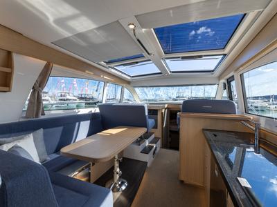 Salon of Ikar, a Nimbus 405 Coupe motorboat at Split, Croatia