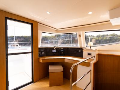 Cockpit of Zizi II, a Bali 4.6 catamaran at Preveza, Greece