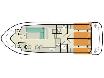 Floor plan of Tango - Comfort 3, a Cygnet Tango motorboat at Homps, France