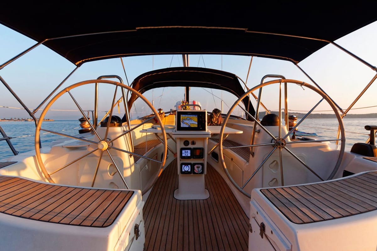 Cockpit of Freedom, a Bavaria 44 sailboat at Split, Croatia