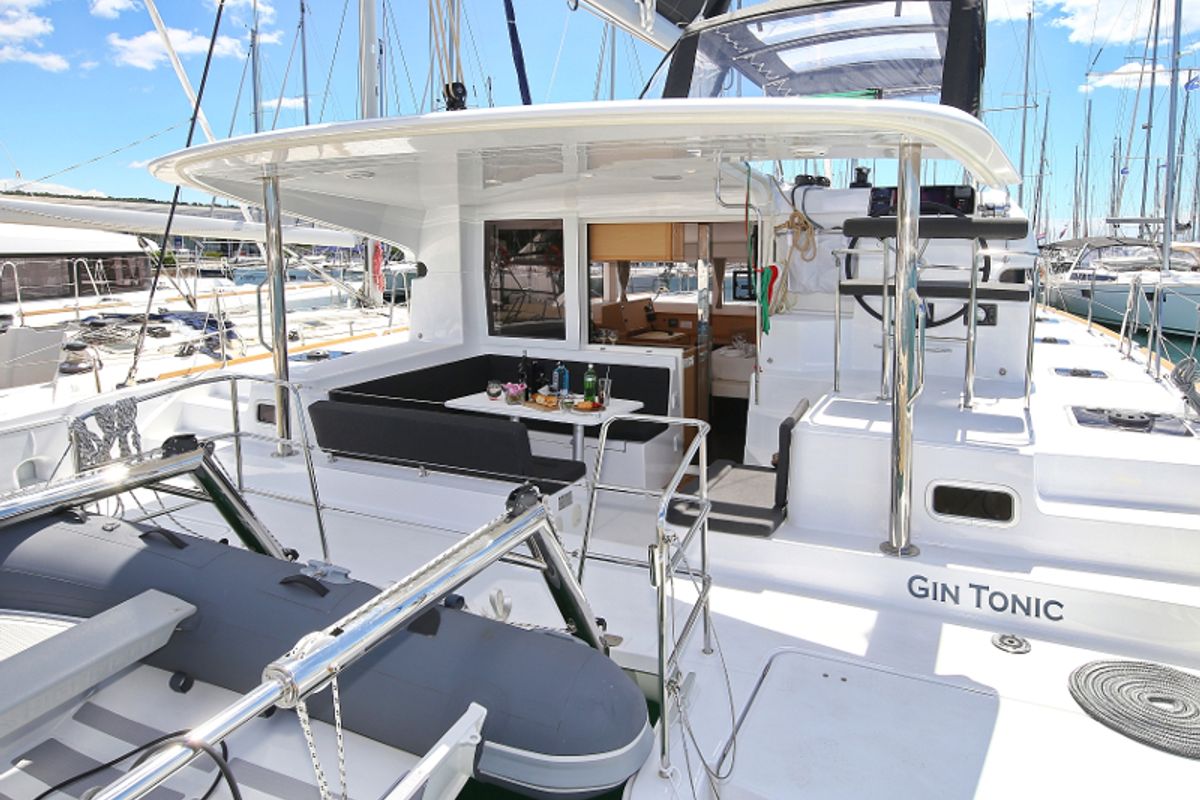 Deck of Gin Tonic, a Lagoon 39 catamaran at Općina Sukošan, Croatia