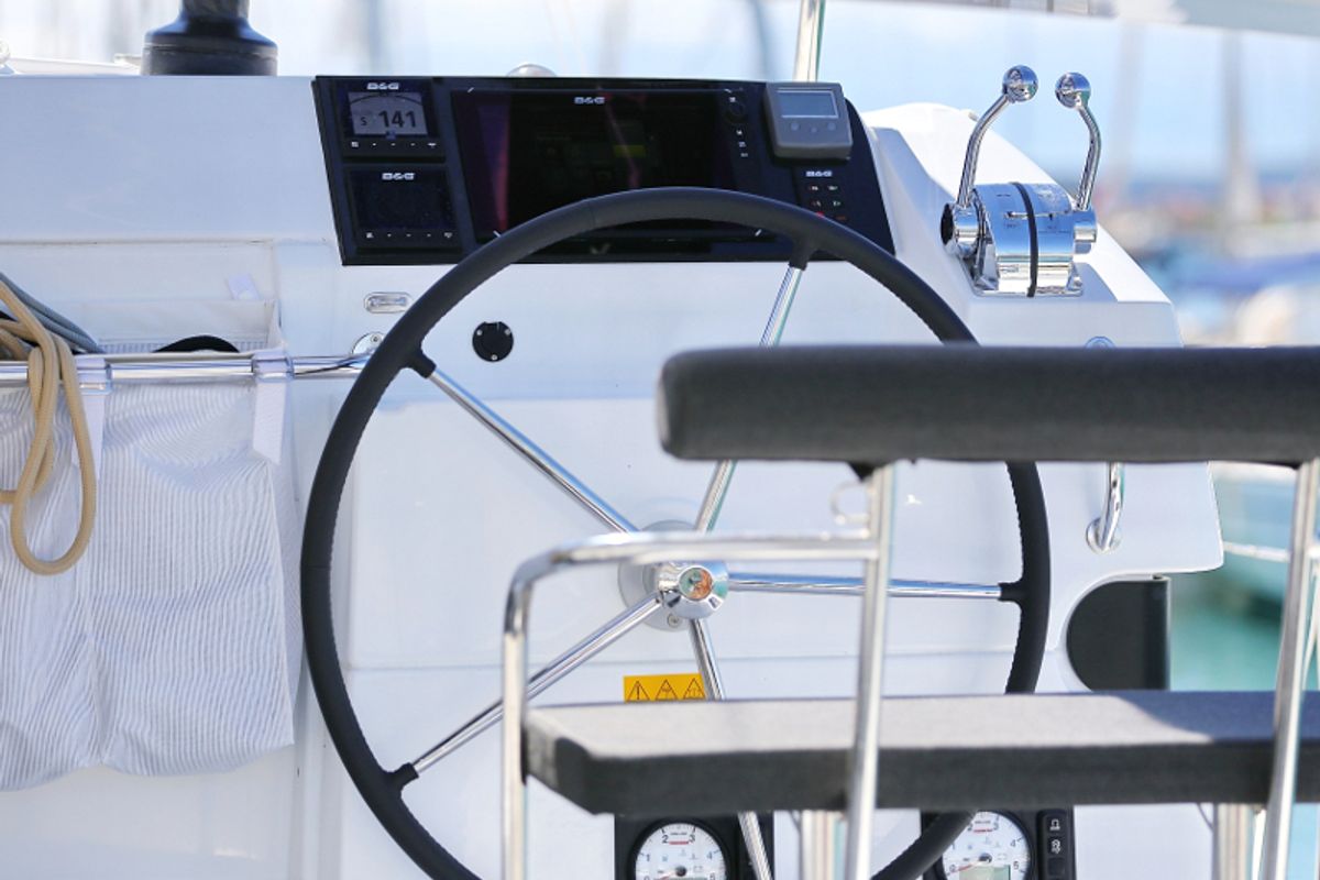 Cockpit of Gin Tonic, a Lagoon 39 catamaran at Općina Sukošan, Croatia