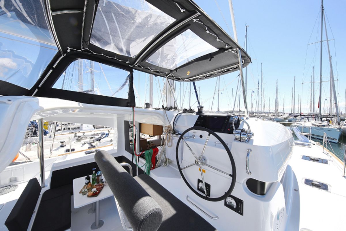 Cockpit of Gin Tonic, a Lagoon 39 catamaran at Općina Sukošan, Croatia