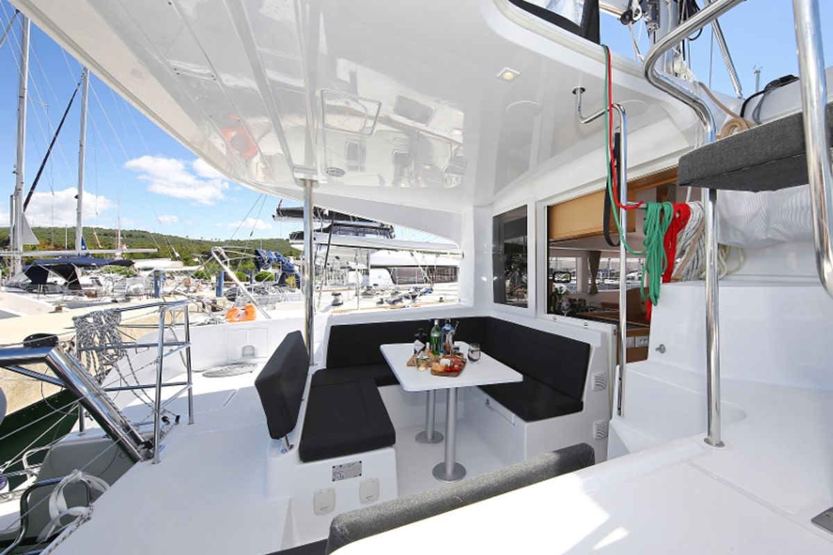 Deck of Gin Tonic, a Lagoon 39 catamaran at Općina Sukošan, Croatia