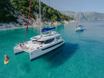 Exterior view of Sunsail 454L Classic, a Leopard 45 catamaran at Dubrovnik, Croatia