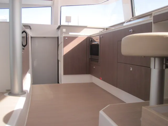Galley of Patrizia, a Bali 4.3 catamaran at Capo d'Orlando, Italy