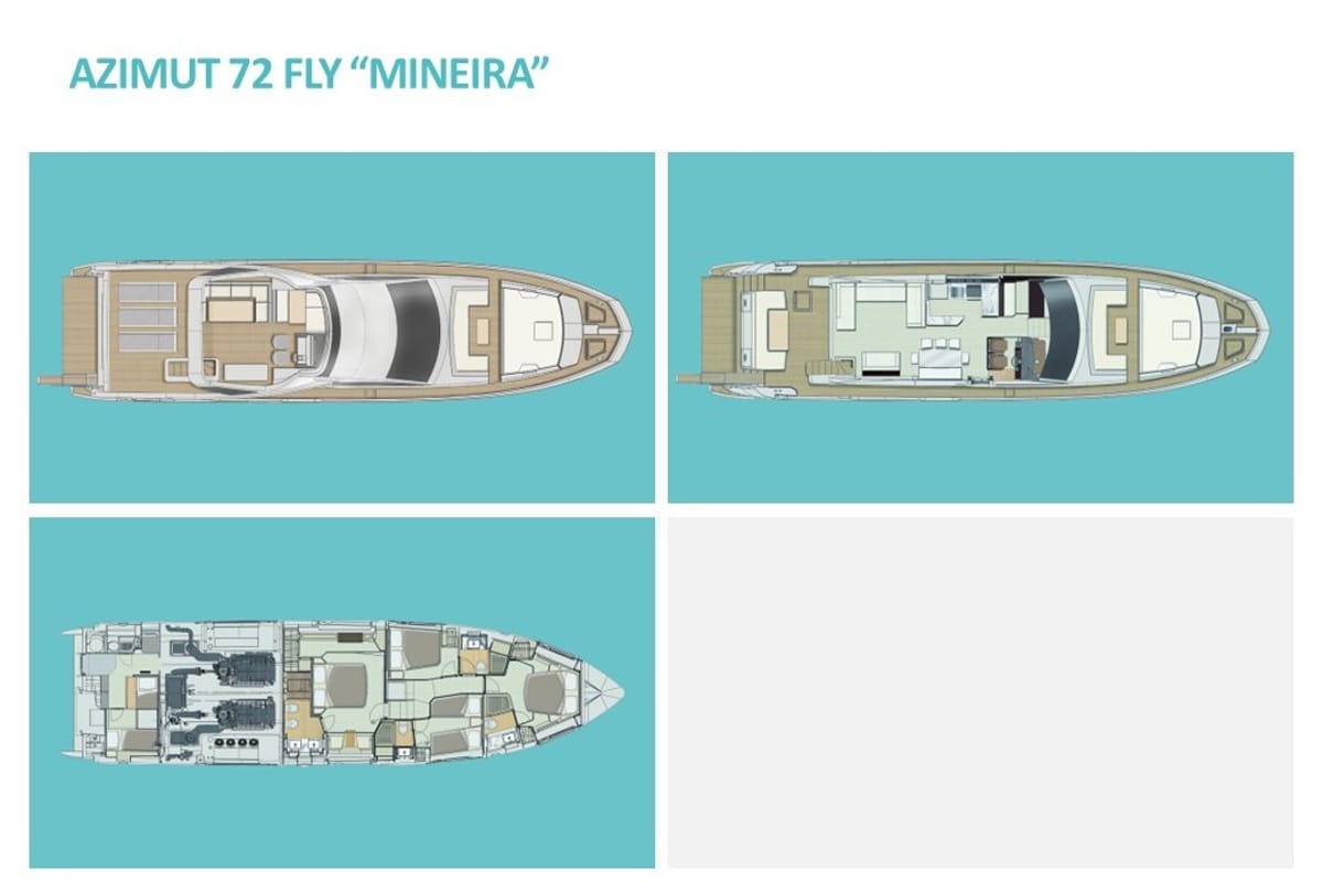 Floor plan of Mineira, a Azimut 72 yacht at Grad Šibenik, Croatia