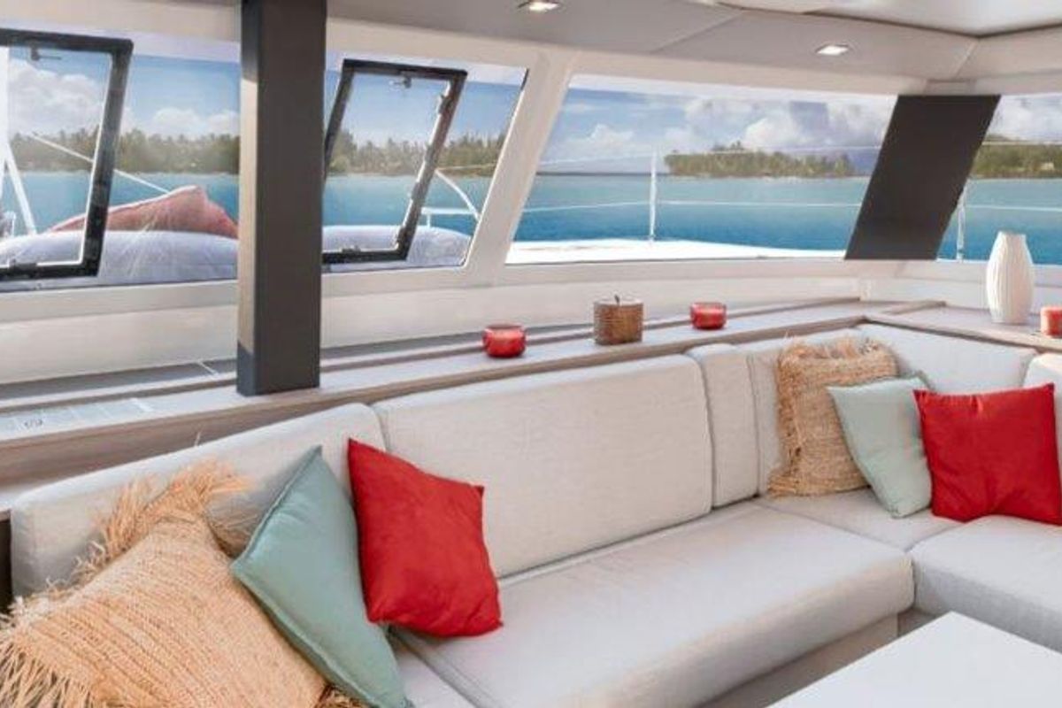 Salon of Stargazer, a Fountaine Pajot Tanna 47 catamaran at Road Town, British Virgin Islands