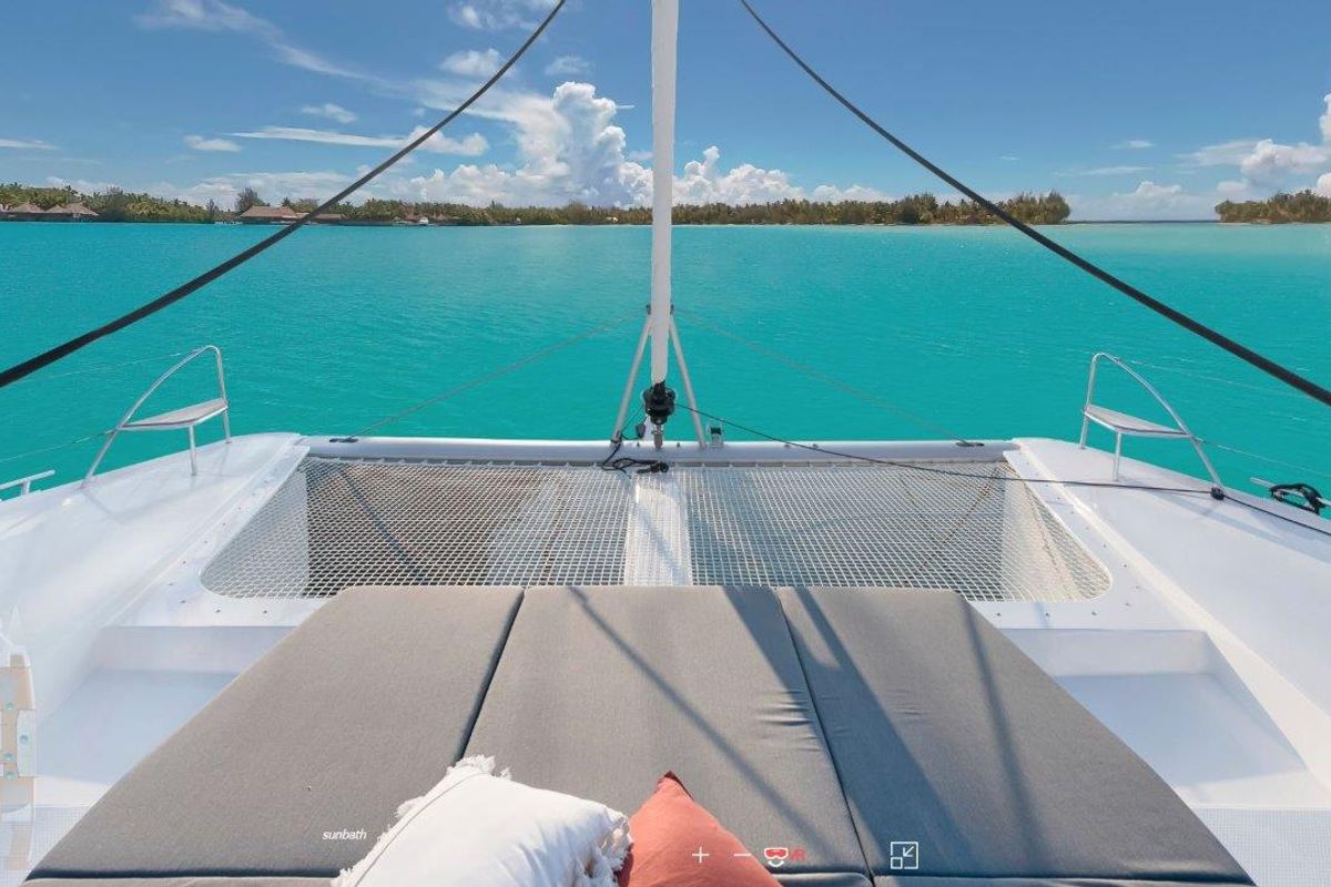 Deck of Stargazer, a Fountaine Pajot Tanna 47 catamaran at Road Town, British Virgin Islands