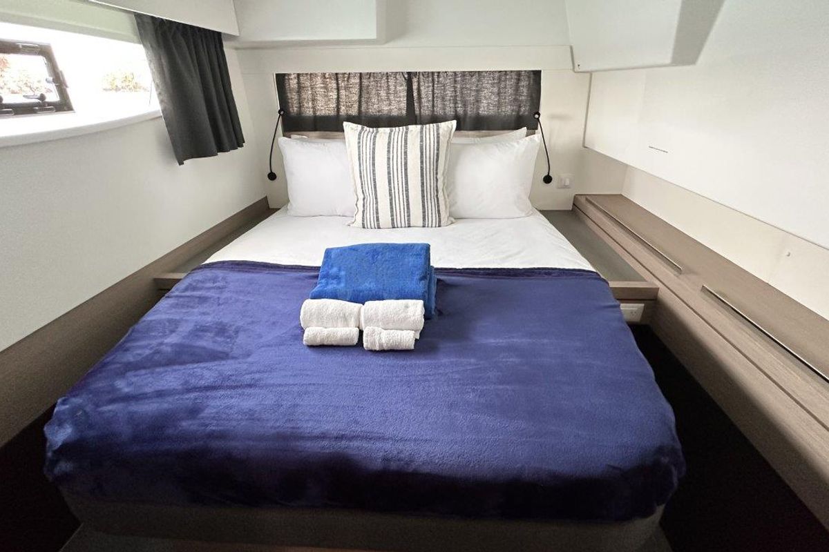 Cabin on Stargazer, a Fountaine Pajot Tanna 47 catamaran at Road Town, British Virgin Islands