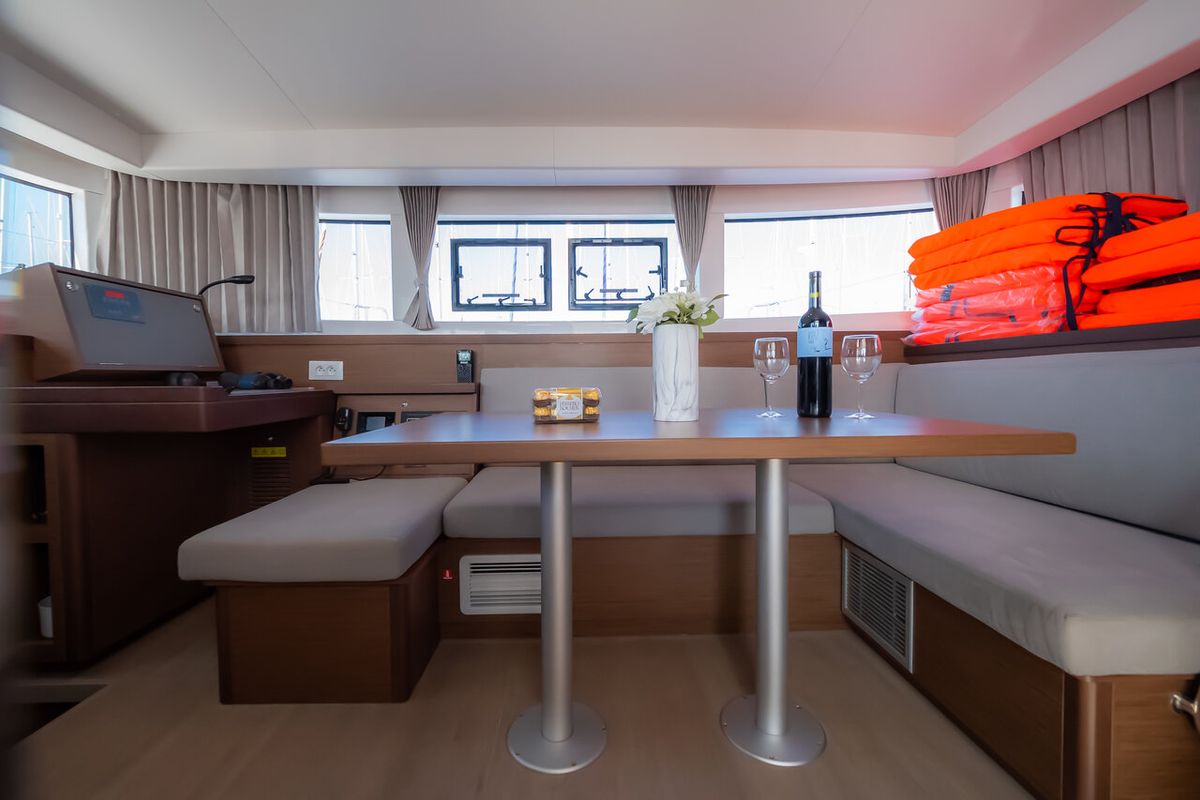 Salon of You, a Lagoon 40 catamaran at Grad Biograd na Moru, Croatia