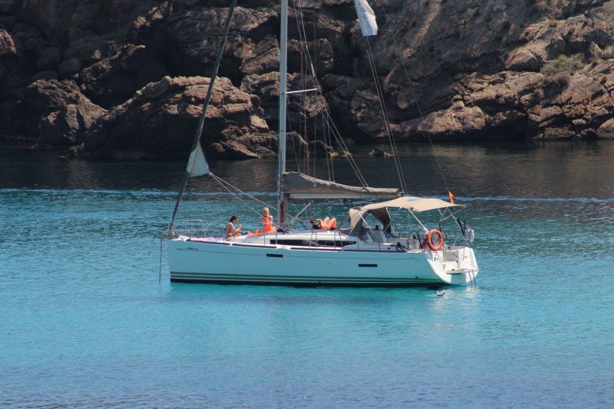 Exterior view of Erin, a Jeanneau Sun Odyssey 379 sailboat at San Miguel de Abona, Spain