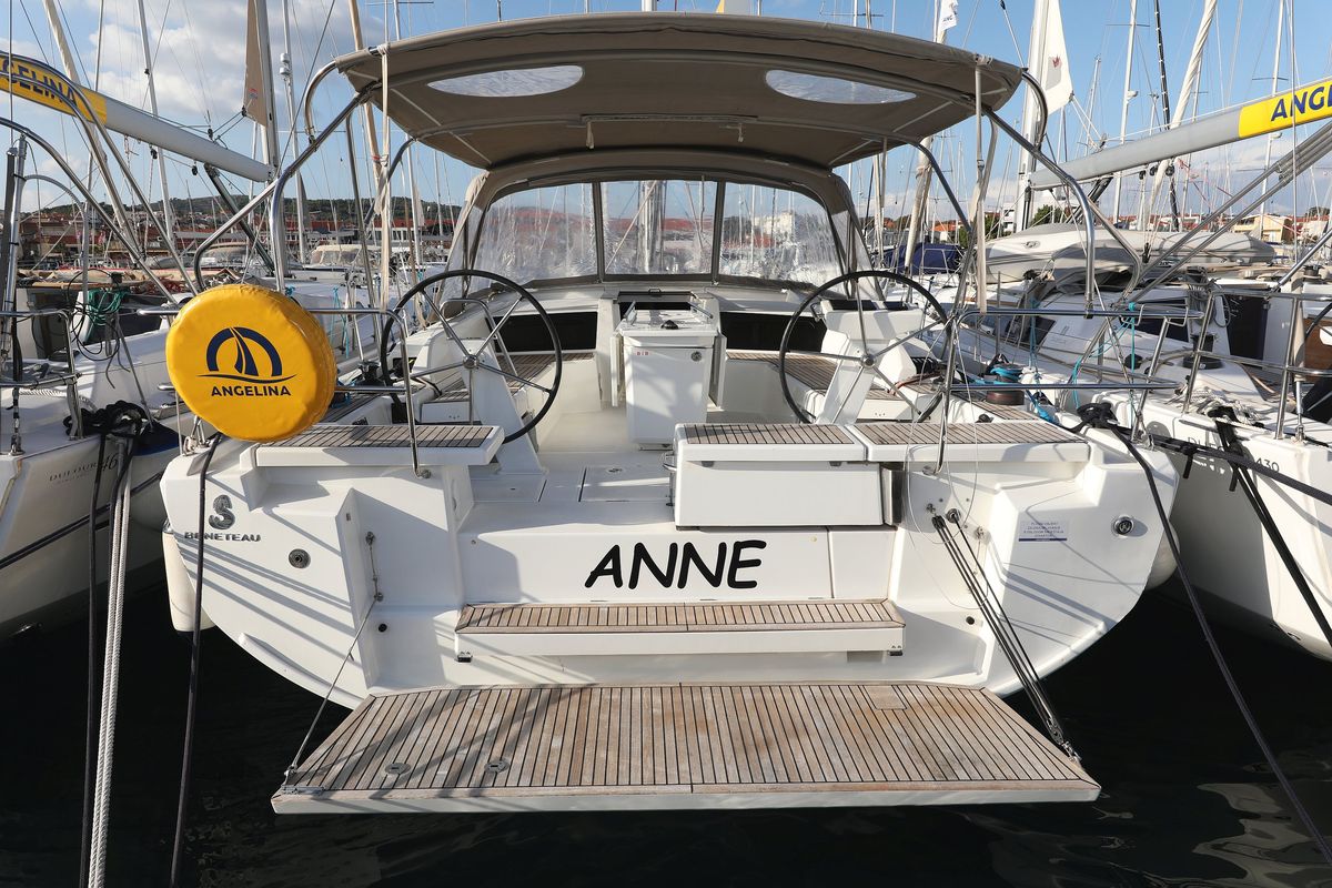 Exterior view of Anne, a Beneteau Oceanis 46.1 sailboat at Grad Vodice, Croatia