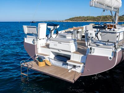 Deck of Tinčika, a Beneteau Oceanis 52 sailboat at Split, Croatia