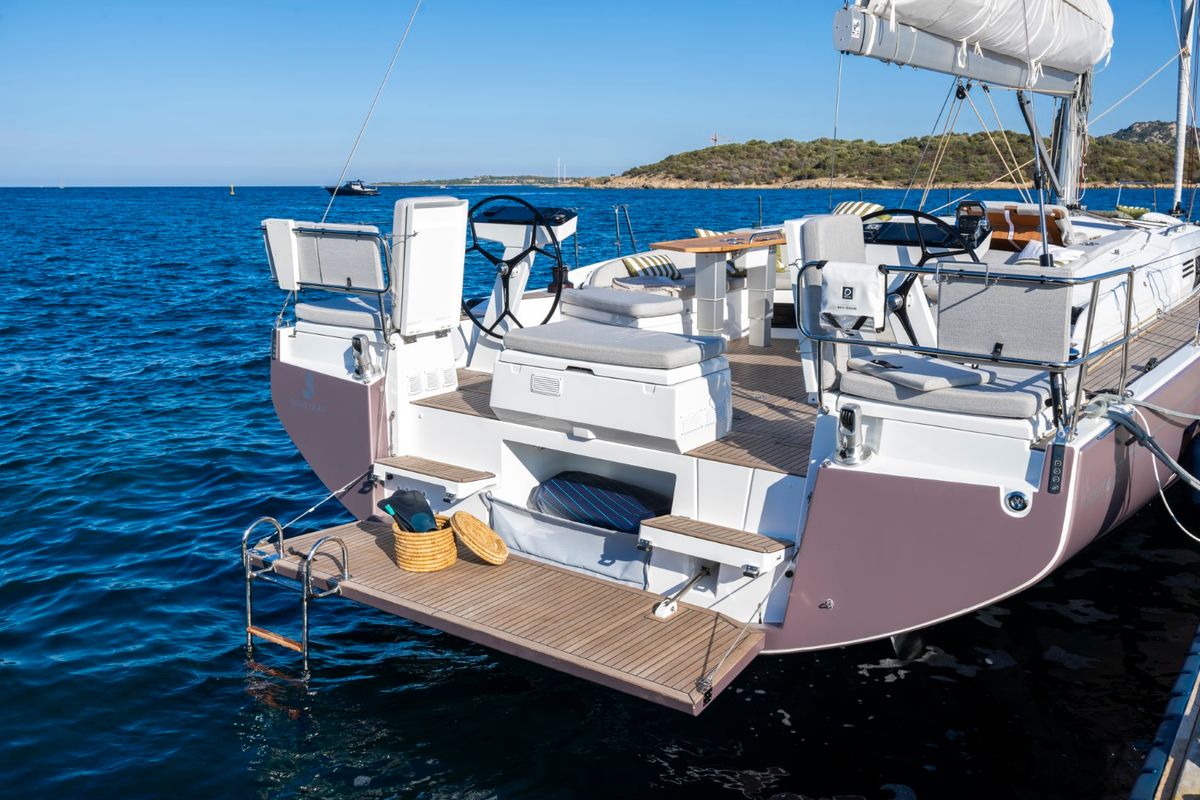 Deck of Tinčika, a Beneteau Oceanis 52 sailboat at Split, Croatia