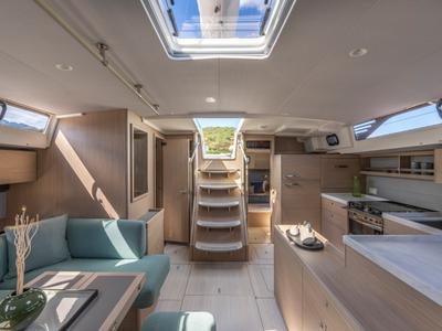 Salon of Tinčika, a Beneteau Oceanis 52 sailboat at Split, Croatia