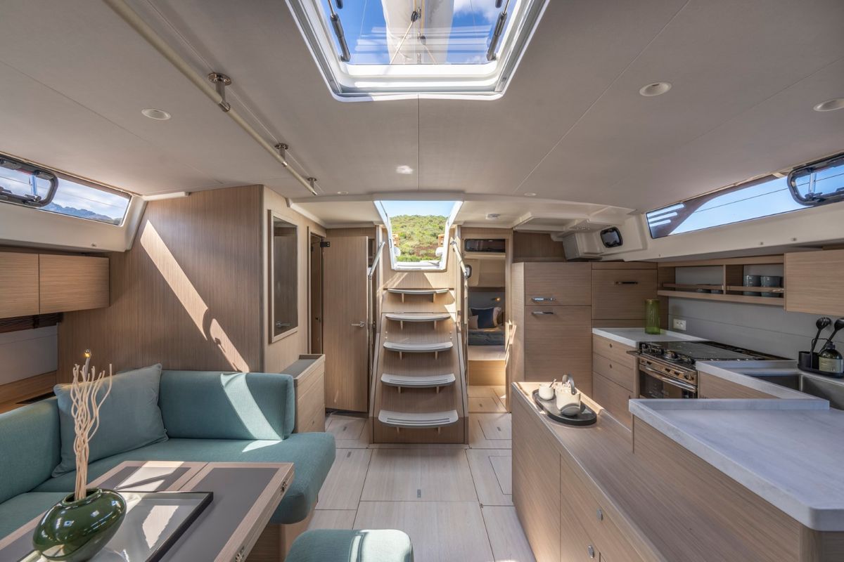 Salon of Tinčika, a Beneteau Oceanis 52 sailboat at Split, Croatia