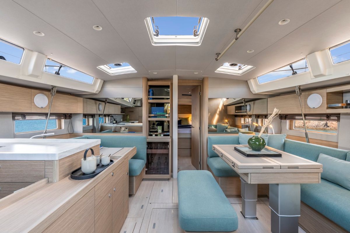 Salon of Tinčika, a Beneteau Oceanis 52 sailboat at Split, Croatia