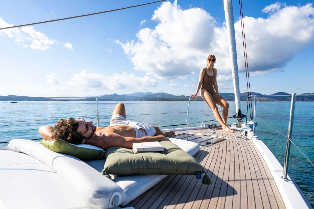 Deck of Tinčika, a Beneteau Oceanis 52 sailboat at Split, Croatia