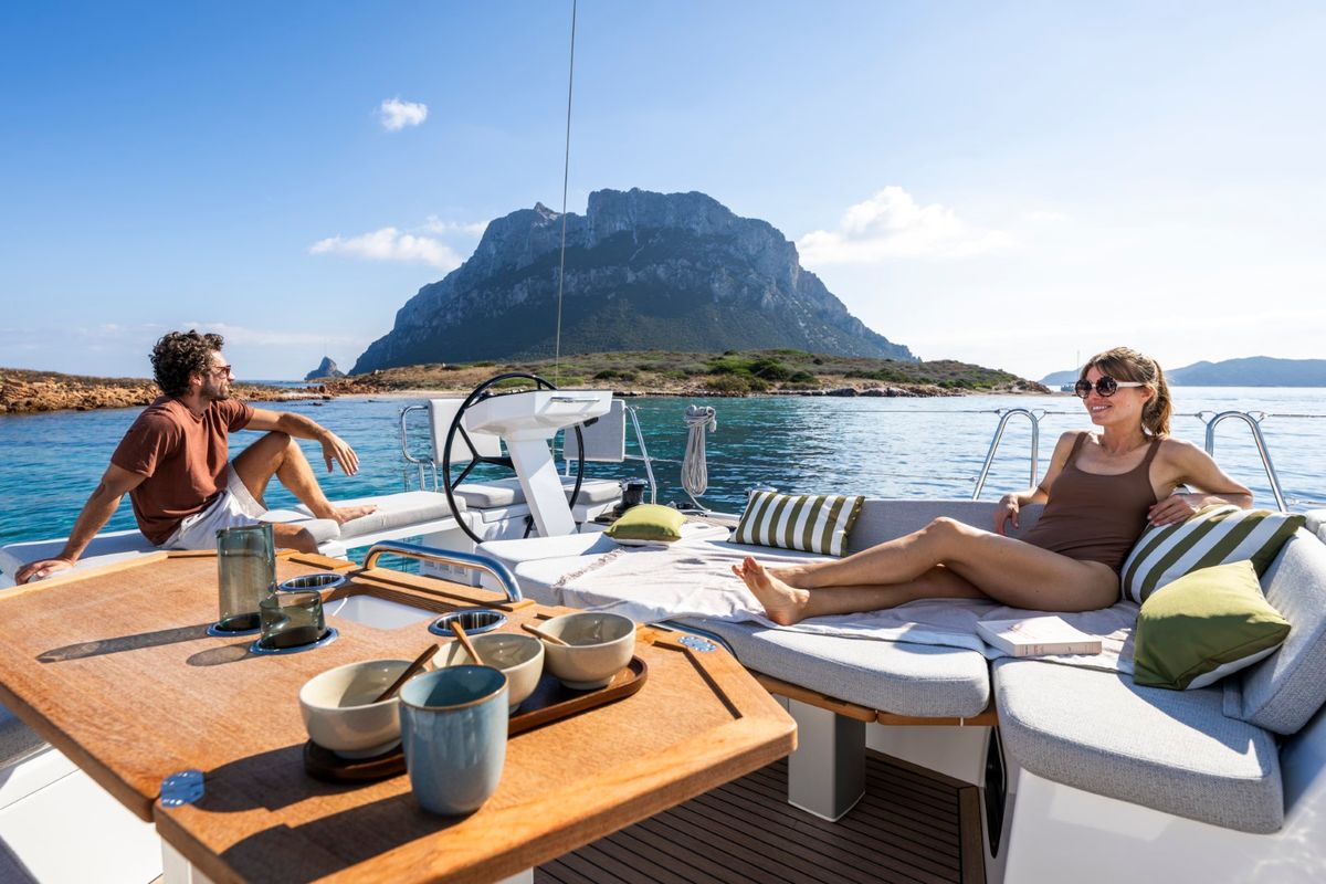Deck of Tinčika, a Beneteau Oceanis 52 sailboat at Split, Croatia
