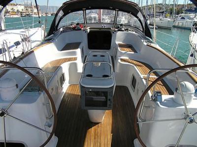 Cockpit of Mata, a Jeanneau Sun Odyssey 54DS sailboat at Pisticci, Italy