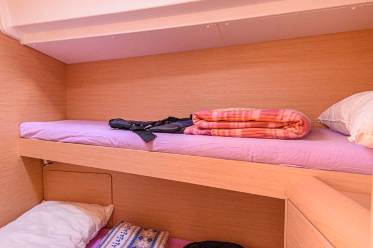 Cabin on Birbona, a Jeanneau Sun Odyssey 449 sailboat at San Vincenzo, Italy
