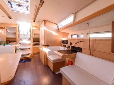 Salon of Birbona, a Jeanneau Sun Odyssey 449 sailboat at San Vincenzo, Italy