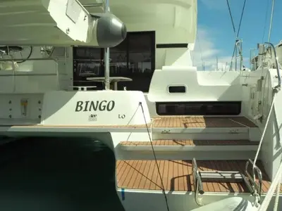 Deck of Bingo, a Lagoon 42 catamaran at Seychelles, Mahe, Seychelles