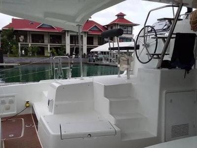 Cockpit of Bingo, a Lagoon 42 catamaran at Seychelles, Mahe, Seychelles