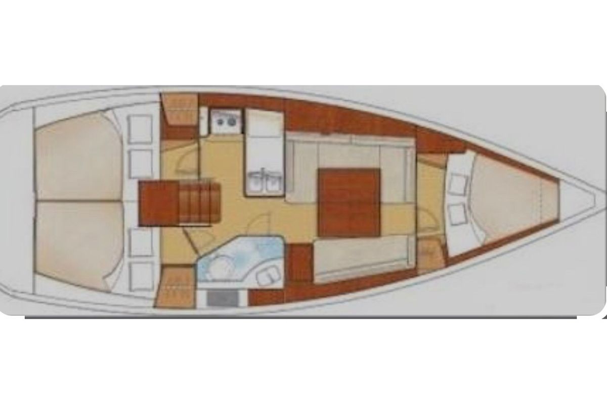 Floor plan of Nikoleta, a Beneteau Oceanis 34 sailboat at Municipal Unit of Ellomenos, Greece