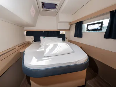 Cabin on Luce, a Fountaine Pajot Lucia 40 catamaran at Punat, Croatia