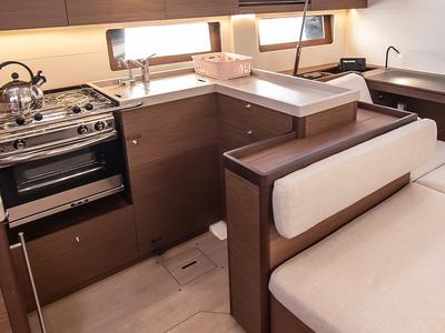 Galley of Theodora, a Beneteau Oceanis 51.1 sailboat at Municipal Unit of Lefkada, Greece