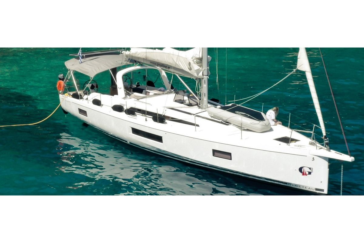 Exterior view of Theodora, a Beneteau Oceanis 51.1 sailboat at Municipal Unit of Lefkada, Greece