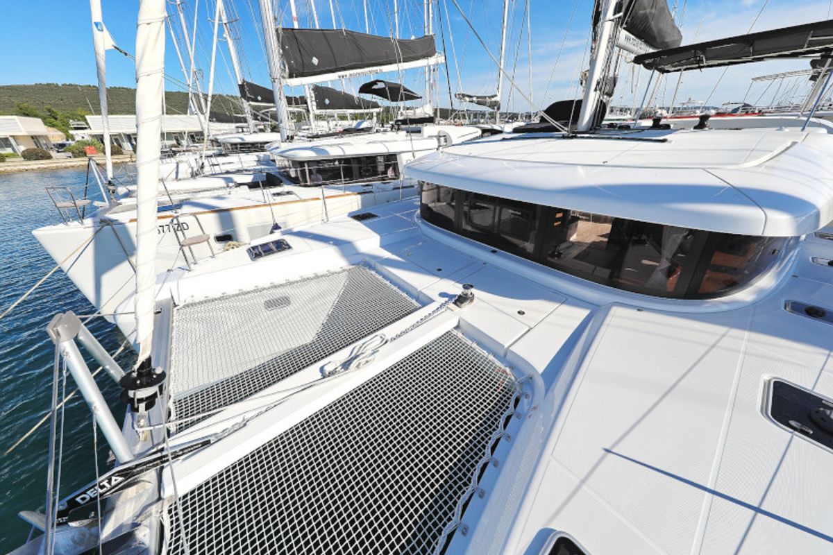 Exterior view of Sea Ya, a Lagoon 42 catamaran at Općina Sukošan, Croatia